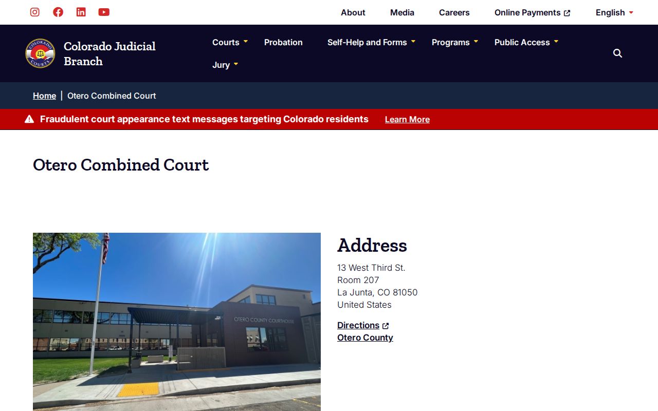 Official Otero Combined Court location page