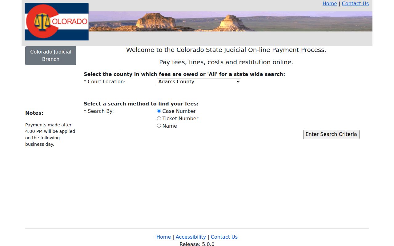 Otero County traffic warrant court payment search choices