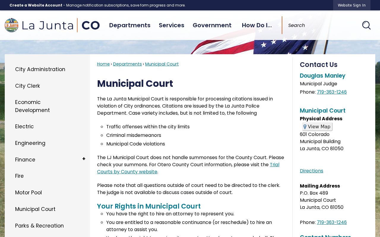 Otero County city court warrant information from La Junta Municipal Court