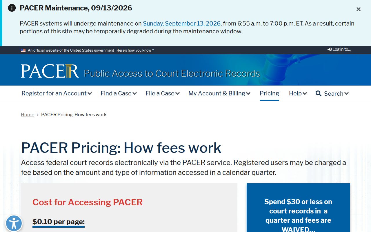 Otero County federal warrant context through official PACER fees